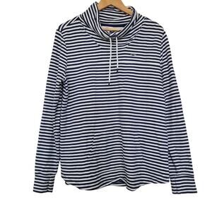 Vineyard Vines Womens Shirt Top S Blue Cotton Striped Long Sleeves Funnel Neck